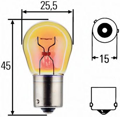 Лампа розжарювання PY21W 12V 21W BAU 15s Amber HELLA 8GA006841121