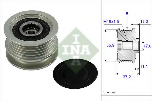 Шків генератора з обгінною муфтою  INA 535001810