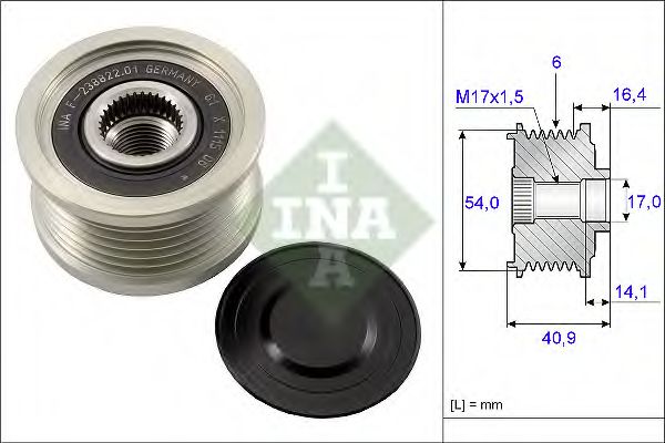 Шків генератора з обгінною муфтою  INA 535011210