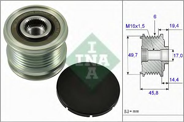 Обгінна муфта генератора INA 535016810