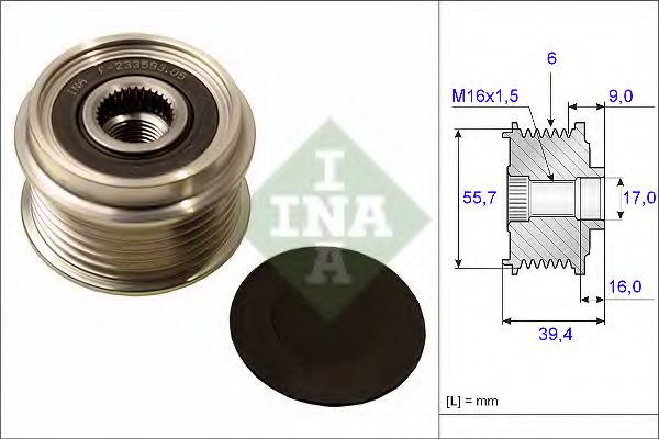 Шків генератора з обгінною муфтою  INA 535006010