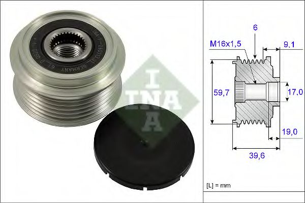 Шків генератора з обгінною муфтою  INA 535006510