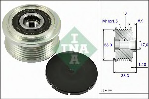 Обгінна муфта генератора INA 535026610