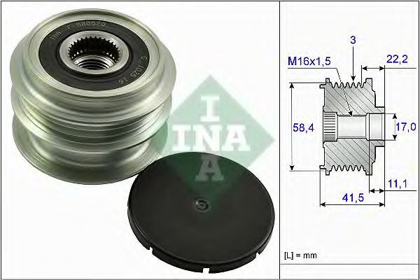 Обгінна муфта генератора INA 535026910
