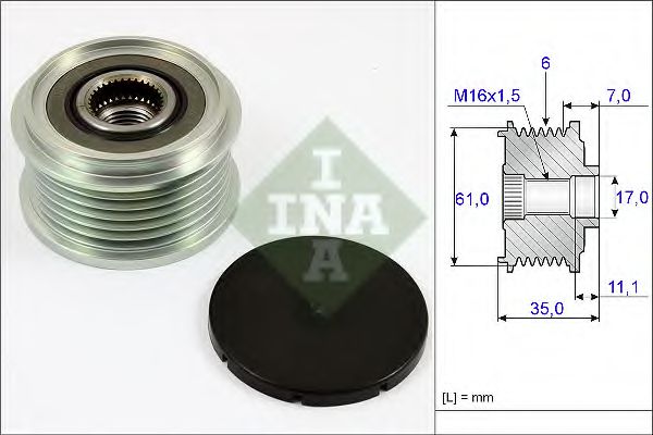 Шків генератора з обгінною муфтою  INA 535002210