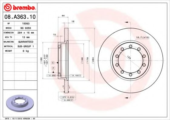Гальмівний диск BREMBO 08A36310