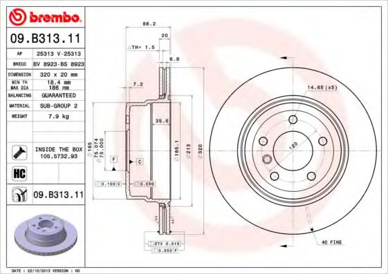 Диск гальмівний BREMBO 09B31311