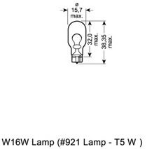 Лампа розжарювання W16W 12V 16W W2,1x9,5d  OSRAM 921