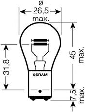 Автолампа Osram P21/5W 12V  BAY15d OSRAM 7528