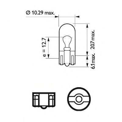Лампа розжарювання W5W 12V 5WW2,1X9,5d LongerLife EcoVision PHILIPS 12961LLECOCP