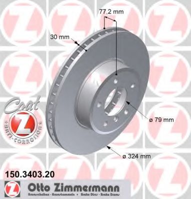 Диск гальмівний передній ZIMMERMANN 150340320